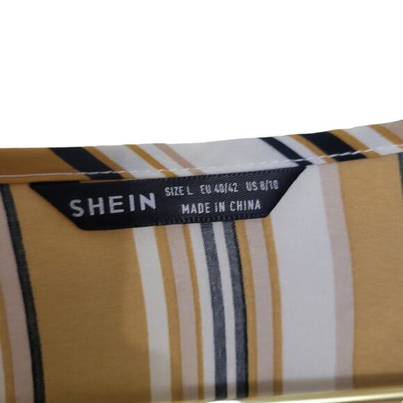 Shein Kimono Cardigan Sz L Yellow White Black Swim Beach long Tassels open front - Picture 3 of 10